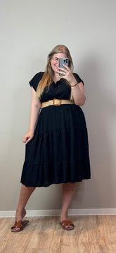 FLOWY DRESS MET STRETCH RIEM (T/M MAAT 50) - 4 KLEUREN