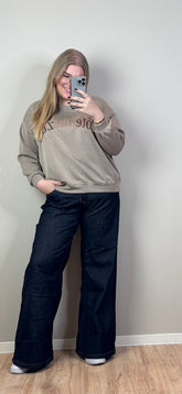 DARK DENIM WIDELEG JEANS (IN MATEN)