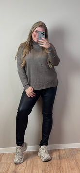 BLACK LEATHER SKINNY PANTS (IN MATEN T/M MAAT 54)