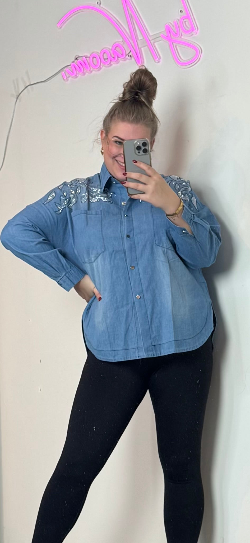 COWBOY GLAM DENIM BLOUSE
