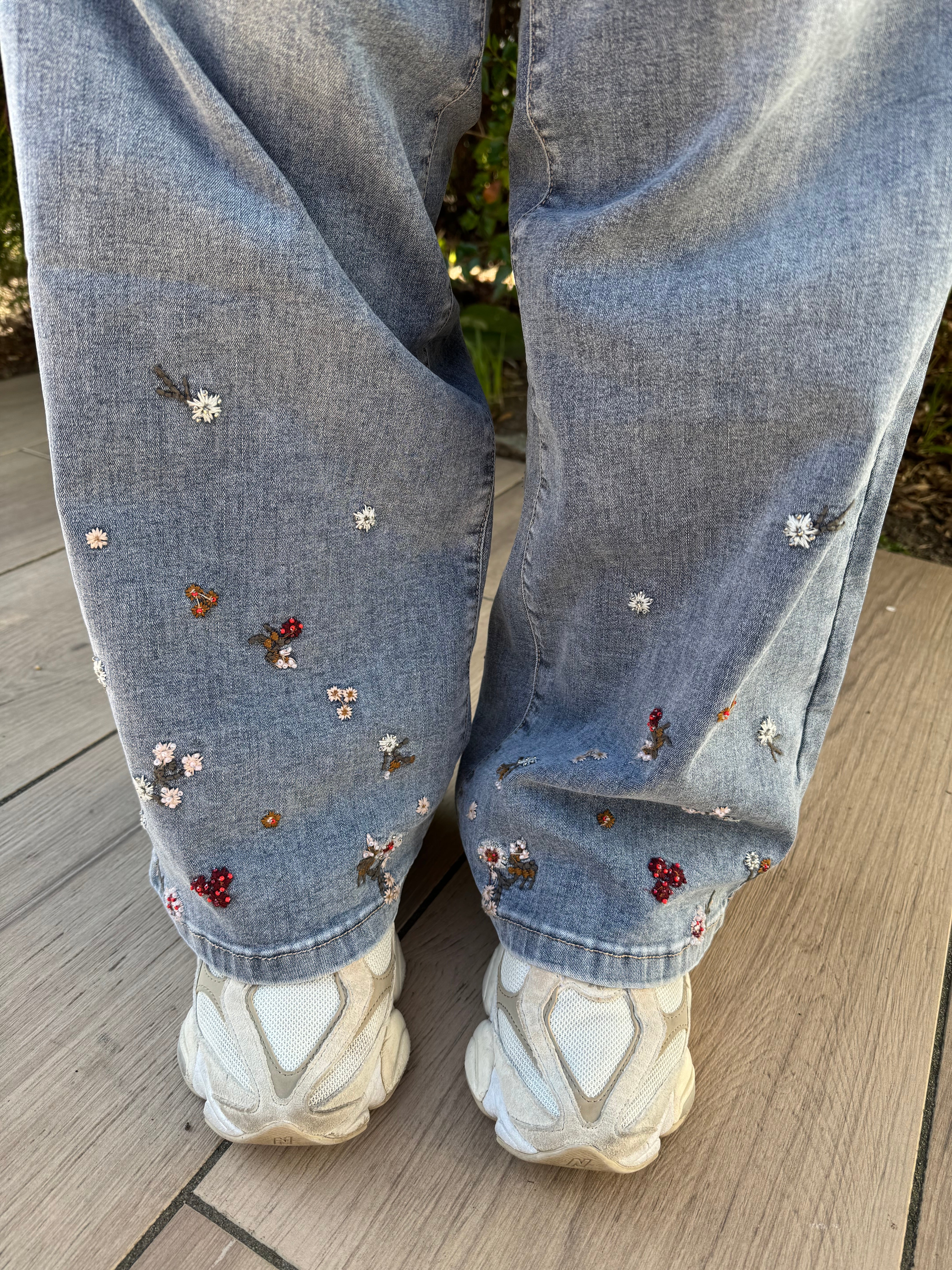 FLORAL STONE WIDELEG JEANS (IN MATEN)