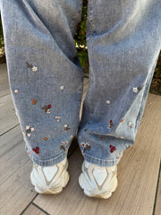 FLORAL STONE WIDELEG JEANS (IN MATEN)