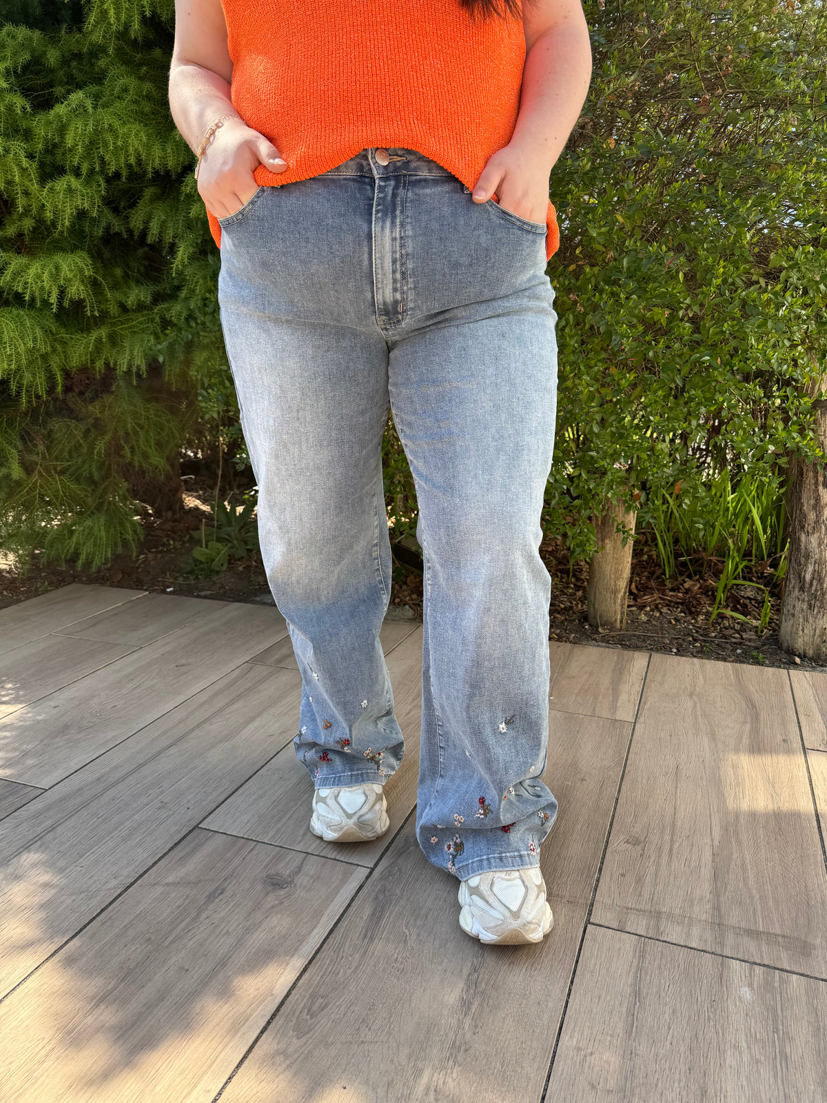 FLORAL STONE WIDELEG JEANS (IN MATEN)