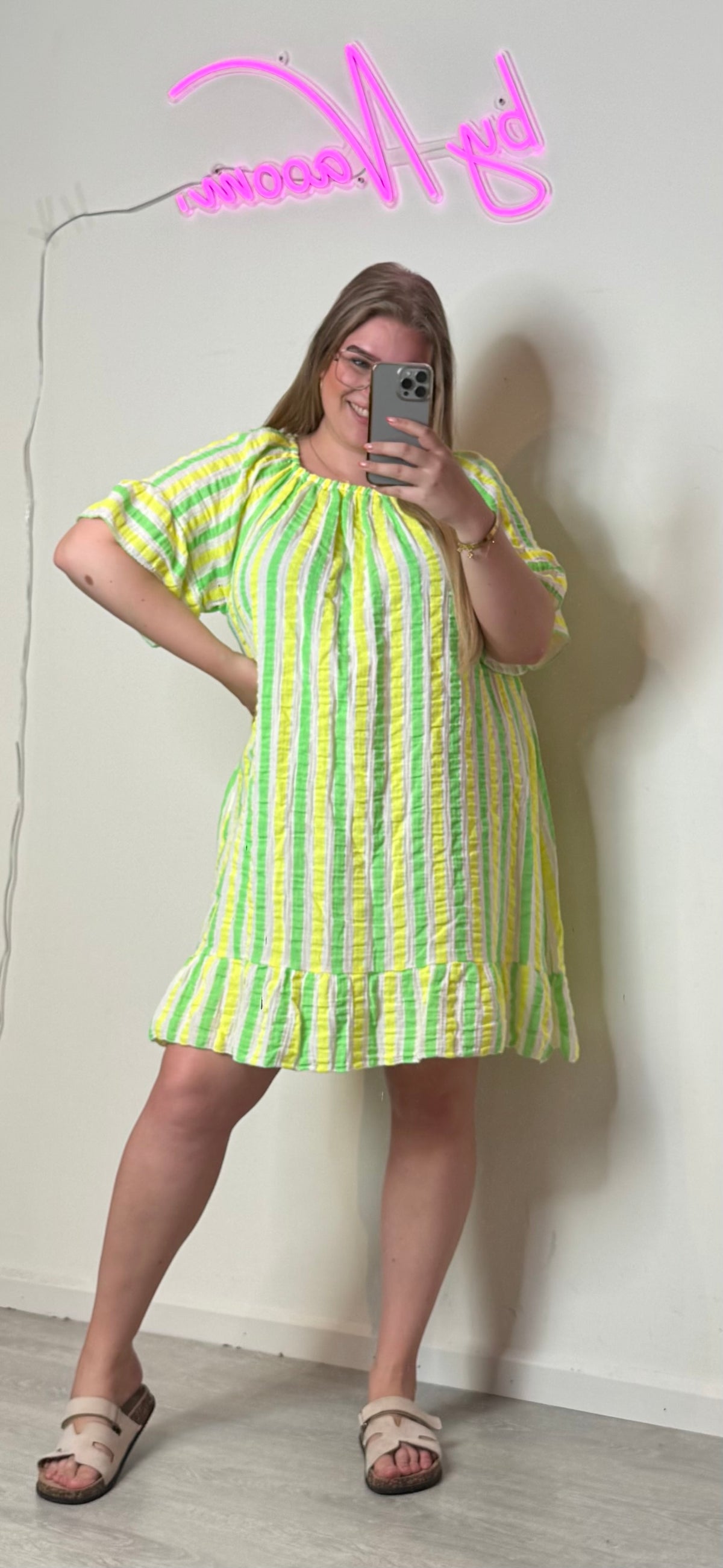 MOUSSELINE STRIPED DRESS (3 KLEUREN)