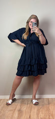 MILA RUFFLE JURK MET CEINTUUR - T/M MAAT 54 (3 KLEUREN)