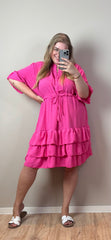 MILA RUFFLE JURK MET CEINTUUR - T/M MAAT 54 (3 KLEUREN)