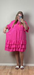 MILA RUFFLE JURK MET CEINTUUR - T/M MAAT 54 (3 KLEUREN)