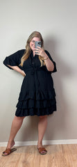 MILA RUFFLE JURK MET CEINTUUR - T/M MAAT 54 (3 KLEUREN)