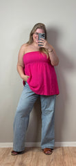 MOUSSELINE STRAPLESS TOP - T/M MAAT 48 (3 KLEUREN)