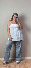MOUSSELINE STRAPLESS TOP - T/M MAAT 48 (3 KLEUREN)