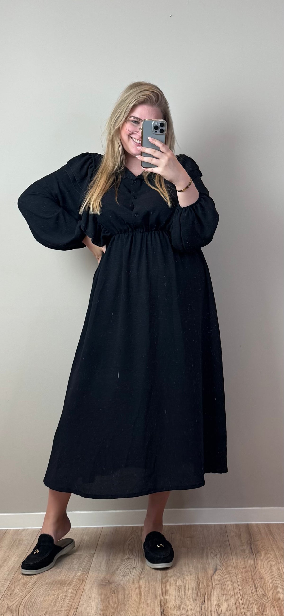 LENA RUFFLED MIDI DRESS (T/M MAAT 50) - 3 KLEUREN