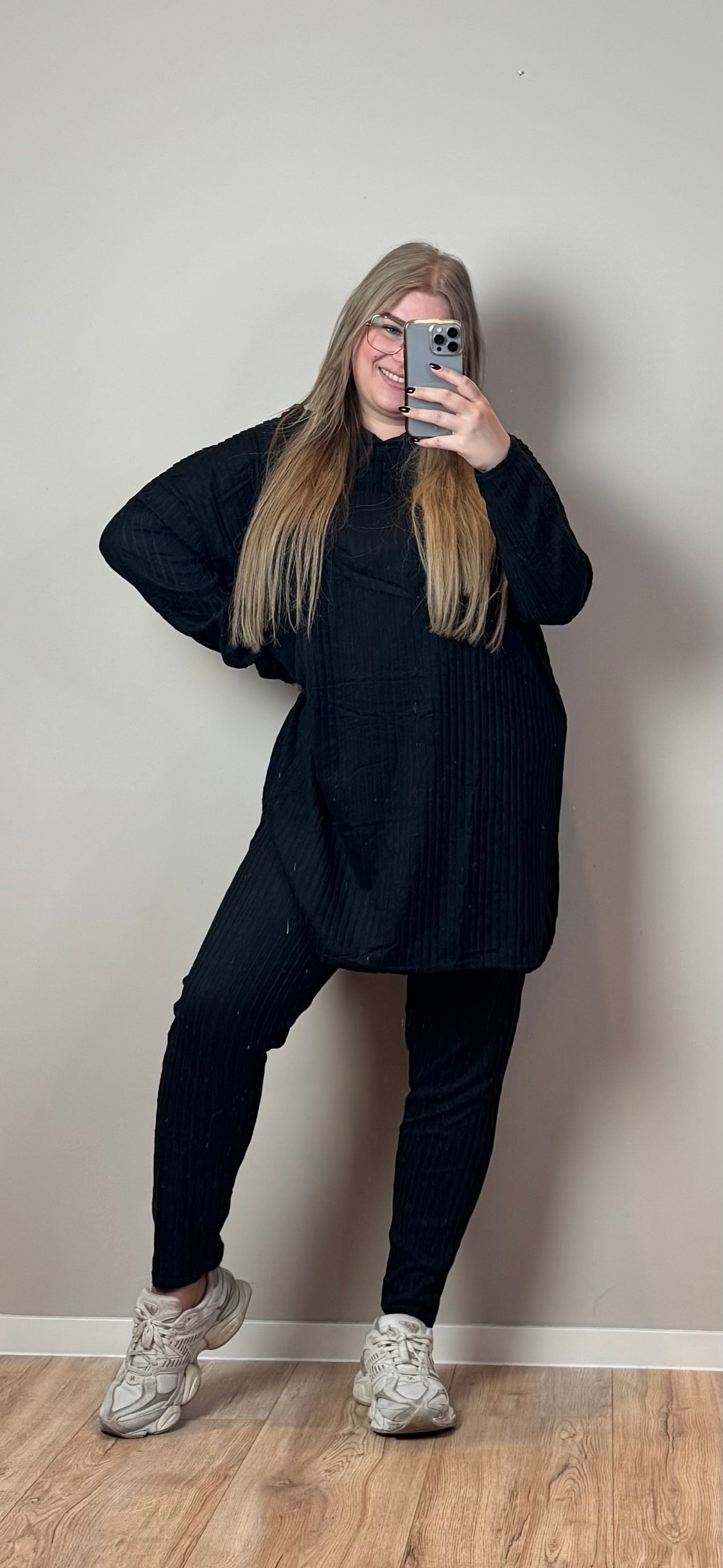 COMFY CAPUCHON RIB CO-ORD SET (T/M MAAT 48) - 8 KLEUREN