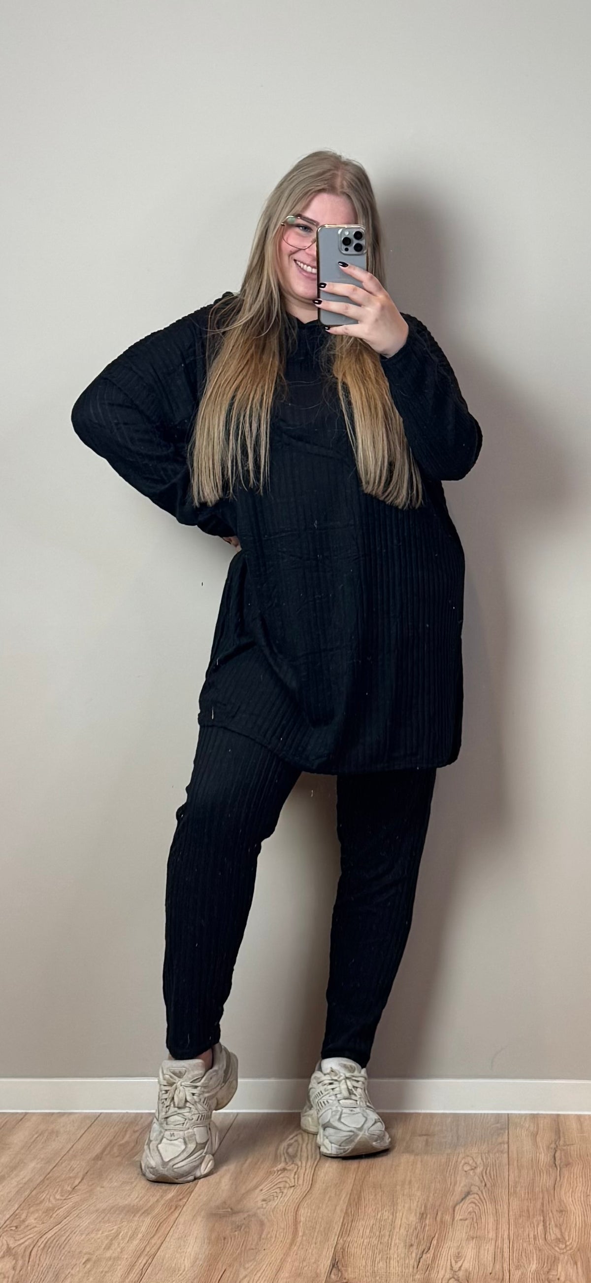 COMFY CAPUCHON RIB CO-ORD SET (T/M MAAT 48) - 8 KLEUREN