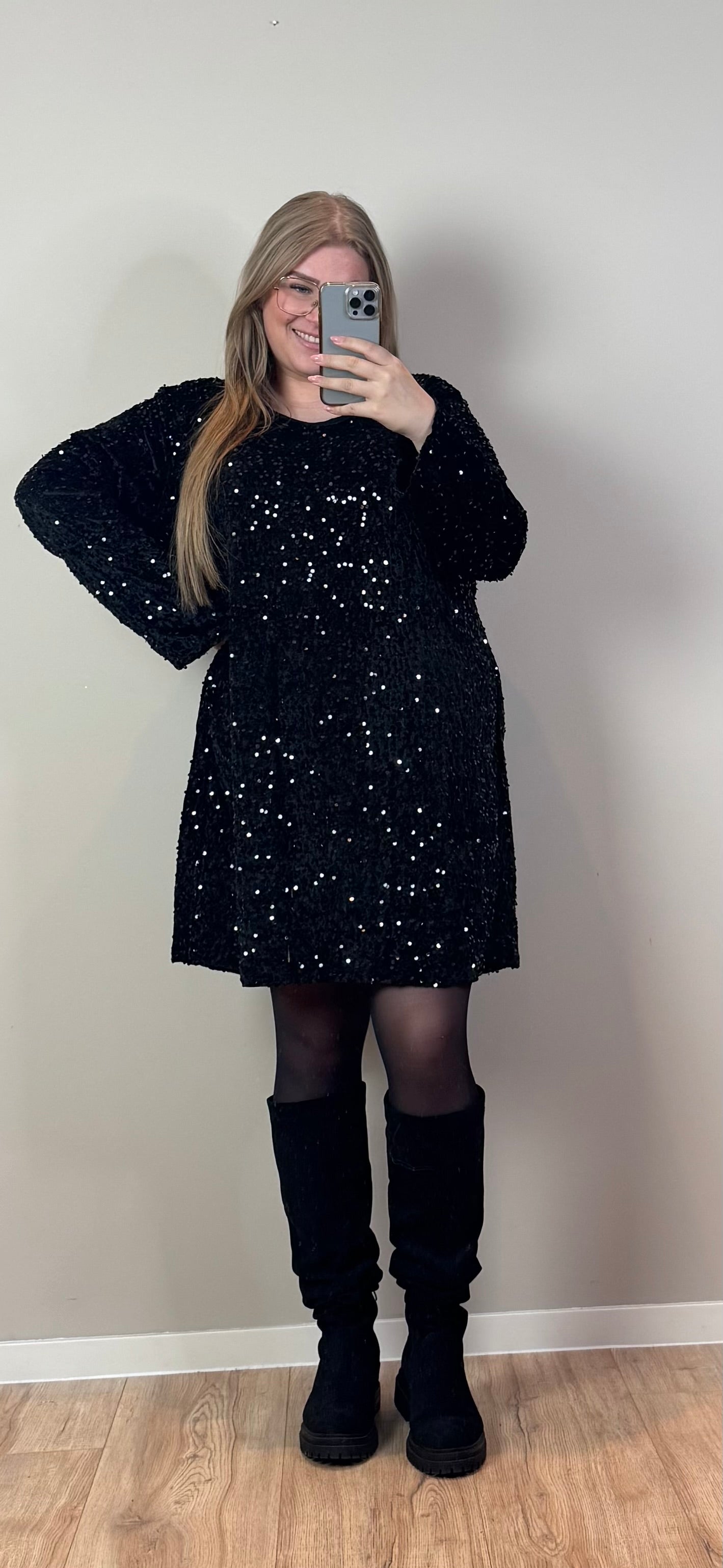 SPARKLE WATERFALL DRESS (T/M MAAT 48) - 2 KLEUREN