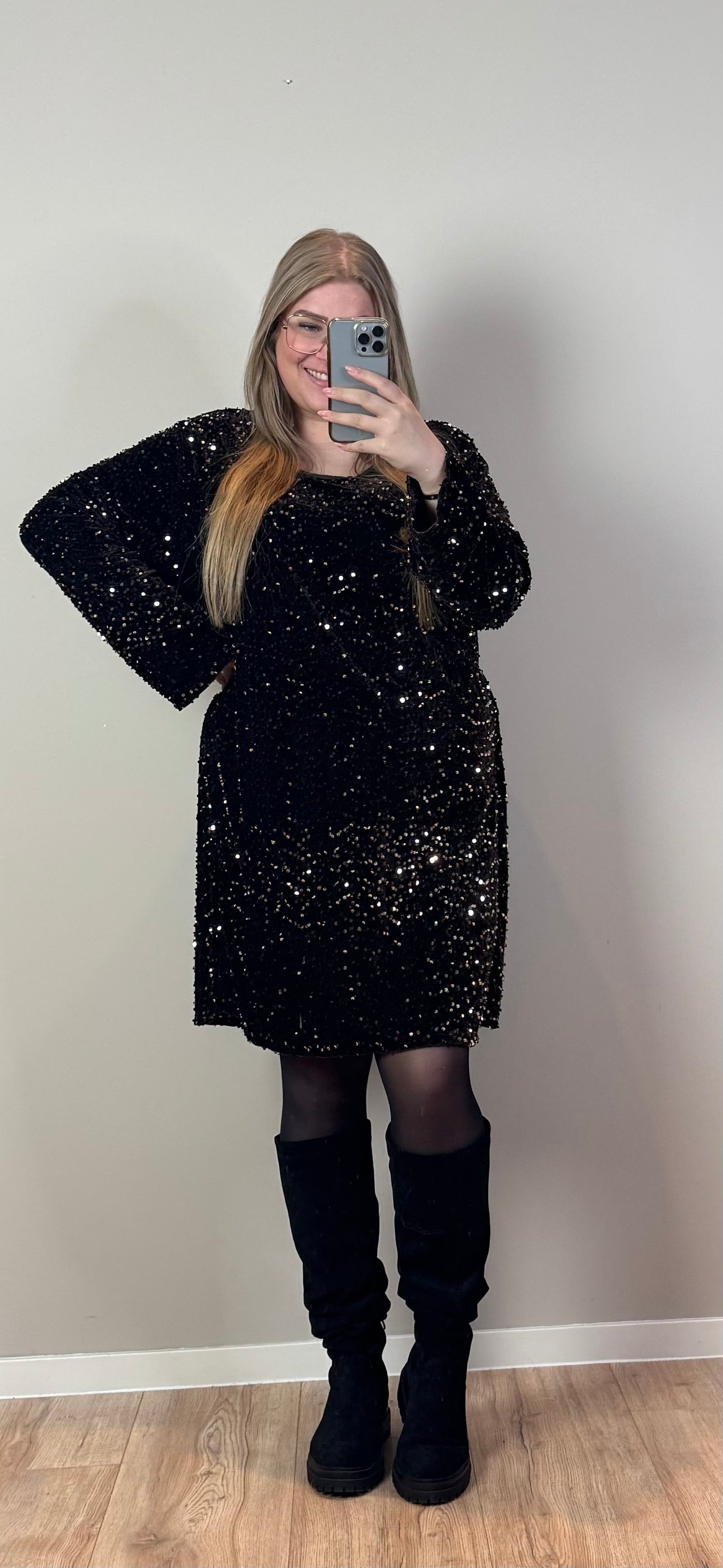 SPARKLE WATERFALL DRESS (T/M MAAT 48) - 2 KLEUREN